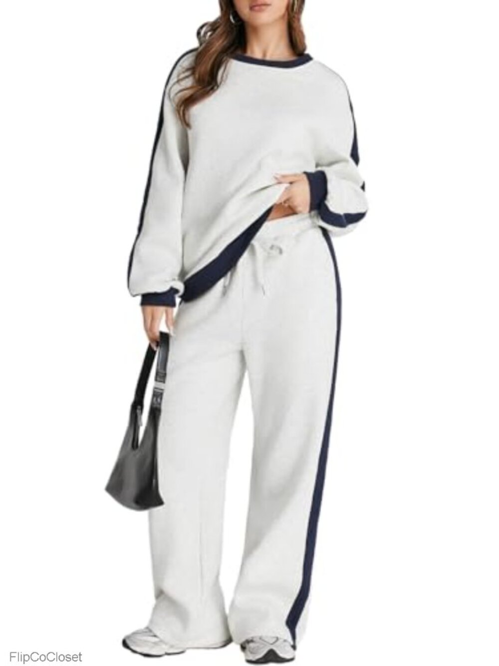 Fleece Sweatsuit 2 Piece Lounge Set Crewneck Sweatshirt & Jogger